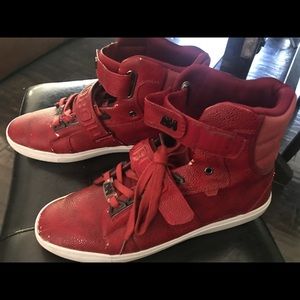Sneakers! Red,High-Tops (used)..scuffed up but fly